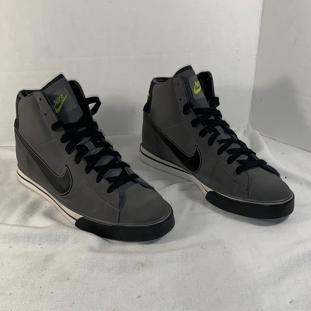 Nike Men’s Sweet Classic High Gray/Black with Lime Swoosh Sneakers